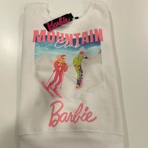 NWT Barbie "Mountain Club" Graphic White Sweatshirt in size large